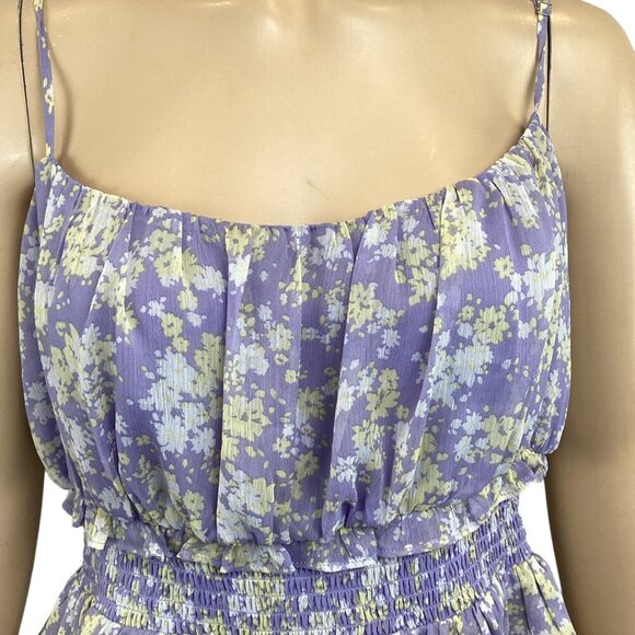 ASTR The Label Women's Floral Smocked Peplum Top Size XL Xlarge Purple - Picture 6 of 8